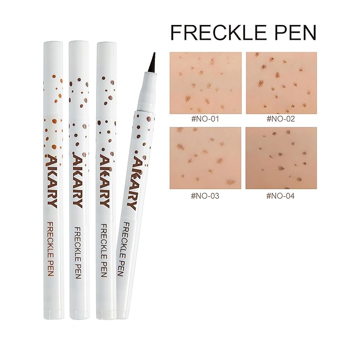 AKARY Freckle Pen Professional Lifelike Face Concealer Point Out Natural Waterproof Longlasting Soft Artificial Freckles Fine Makeup Freckle Pen Life Face Decoration (#03 Chestnut)