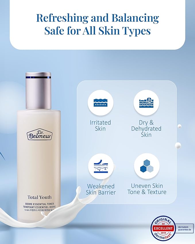 Total Youth Biome (Skincare Set, 12.2fl oz) - Premium Total Age-Defying Toner + Emulsion Set for Wrinkles, Elasticity, Hydration & Skin Tone. Korean Skin Care by LG Beauty. Collagen,
