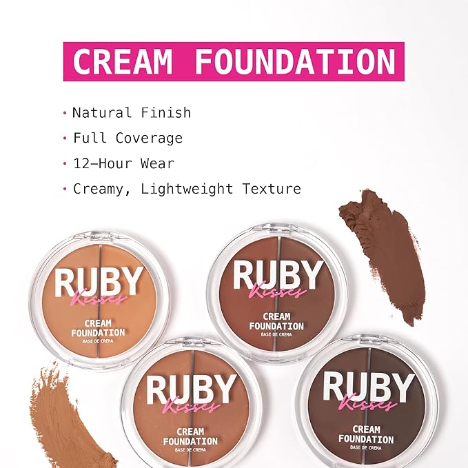 Ruby Kisses 3D Face Creator Cream Foundation & Concealer, 12 Hours Long Lasting, Medium to Full Coverage, Non-Greasy, Ideal for Makeup & Contour Palette (Level 4)