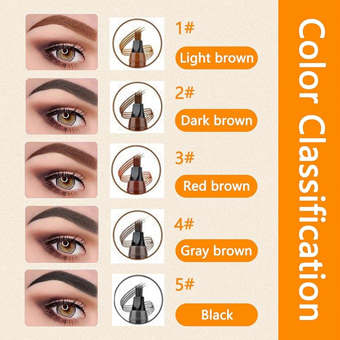 2025 Upgraded Magic Eyebrow Pencil for Women, Long-Lasting Ultra-Fine Tip Waterproof Eye Brow Pencils with 4 Fork, Smudge-Proof Natural Brow Makeup for Women - Black