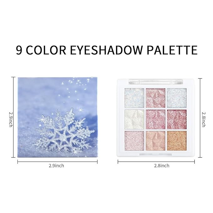 Erinde 9 Colors Eyeshadow Palette, Matte Shimmer Glitter Eye Shadow Palette Makeup, Highly Pigmented Long Lasting Waterproof, Colorful Sequins Sparkle Eyeshadow Makeup Pallet
