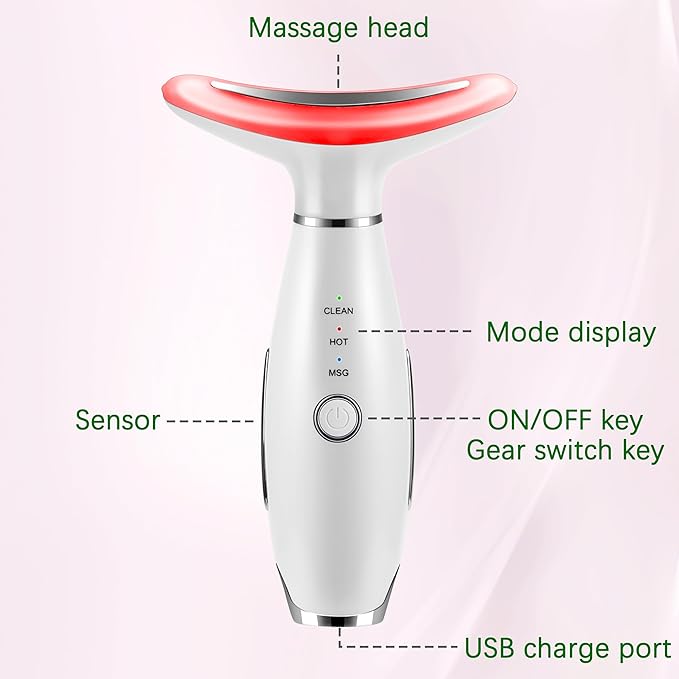 7-in-1 Red-Light-Therapy-for-Face and Neck, Face Neck Massager for Daily Skin Care Routine