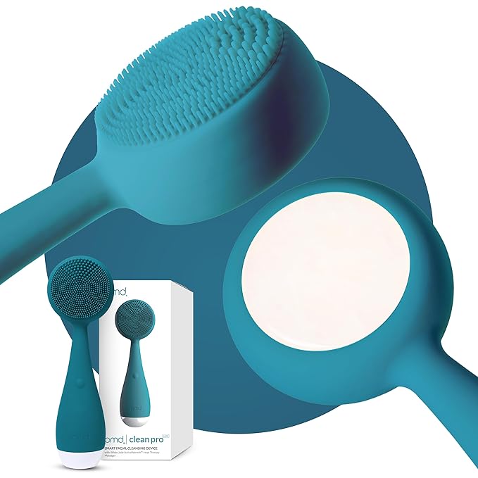 PMD Beauty Clean Pro Jade - Smart Facial Cleansing Device with Silicone Brush & Jade Gemstone ActiveWarmth Anti-Aging Massager - Waterproof - SonicGlow Vibration - Clear Pores & Blackheads