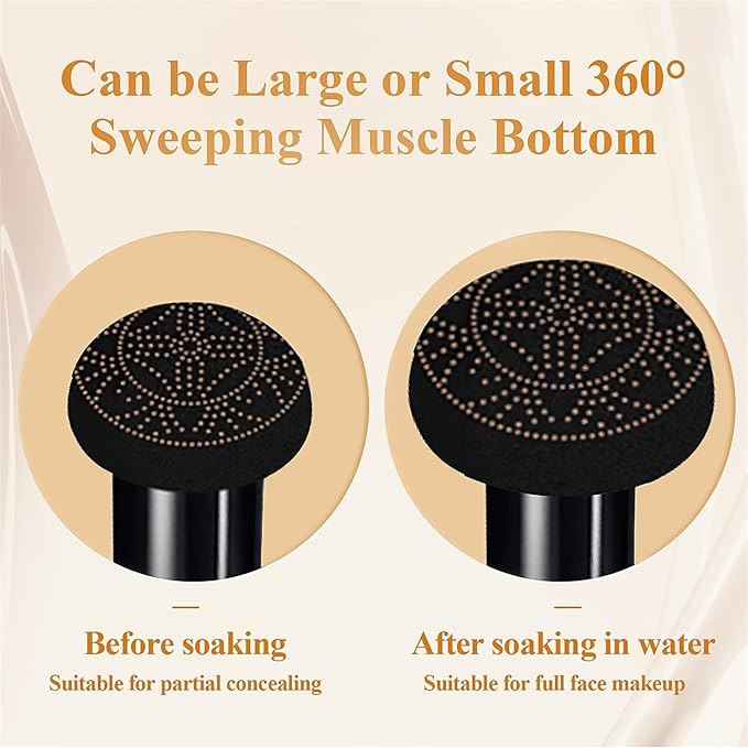 Mushroom Head Air Cushion CC Cream - BB Cream Face Makeup Foundation for Mature Skin Moisturizing Concealer Brighten Long-Lasting, Even Skin Tone for All Skin Types (Nude)