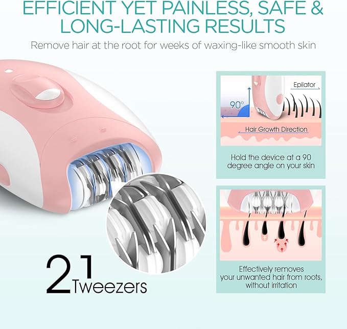 Epilator for Women, Smooth Glide Epilator for Women Face with 2 Speeds, Smooth Face Trimmer Device, Facial Hair Removal for Face Legs Arms Armpit Bikini