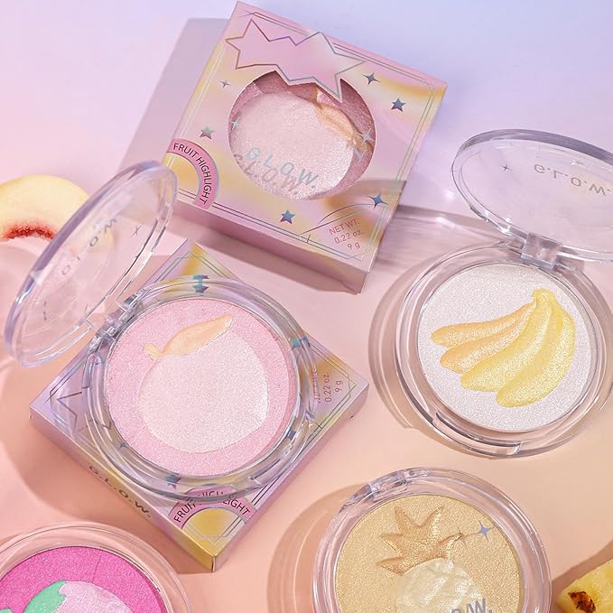Highlighter Makeup Palette Face Highlighter Palette Glitter Highlighter Powder Palette Iluminadores de Maquillaje for Face Highlighters & Illuminator (Pink)