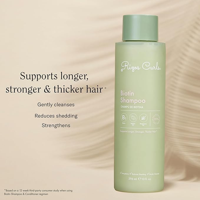 Rizos Curls Biotin Shampoo Gently Cleanse, Strengthen & Nourish Hair with Biotin & Rosemary Oil Reduces Shedding for Fuller, Healthier Hair For all Hair Types Sulfate & Paraben Free