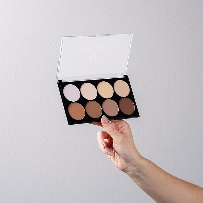 W7 Shape & Glow Highlight & Contour Powder Palette - Professional 8 Shade Face Makeup Palette