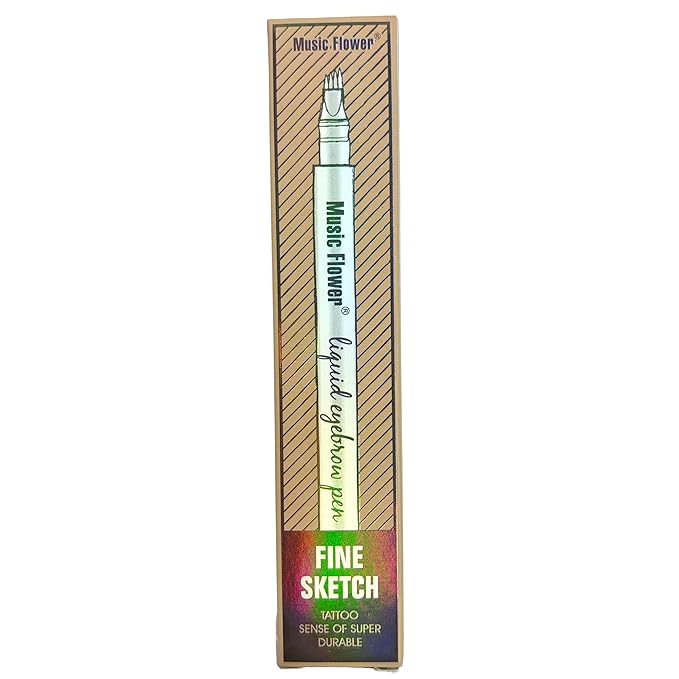 Music Flower Eyebrow Pencil, Liquid Eyebrow pen, Waterproof Brow Pen with Micro-Fork Tip, Fine Sketch Long Lasting Smudgeproof Microblading Pen - Chestnut