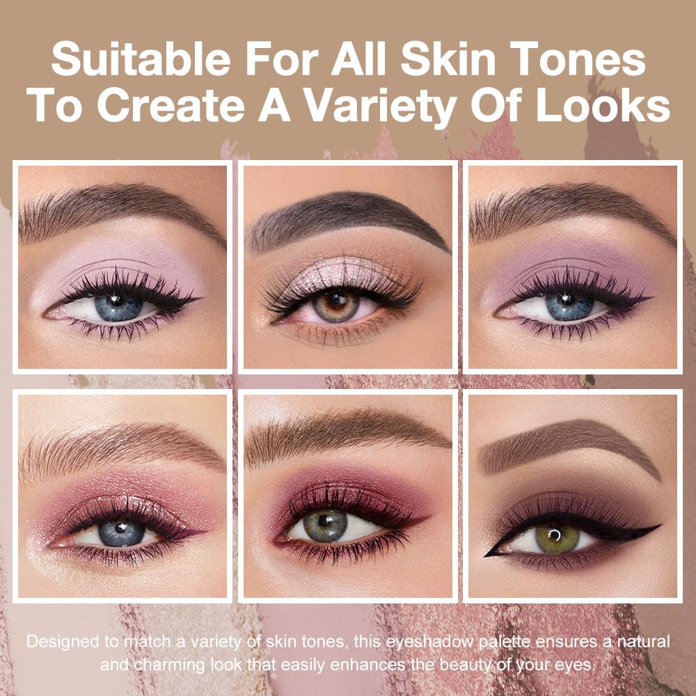 Kaely 6 Colors Mini Rose Pink Eye Shadow Palette Makeup, Mauve Plum Matte Shimmer Eyeshadow Palette for Older Women Highly Pigmented Waterproof, paleta de sombras de ojos, Vegan & Cruelty-free, 04