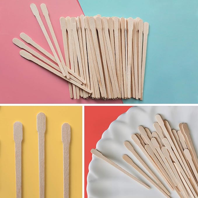 Mibly 200 Pcs Wooden Wax Sticks - Eyebrow, Lip, Nose Small Waxing Applicator Sticks for Hair Removal and Smooth Skin - Spa and Home Usage