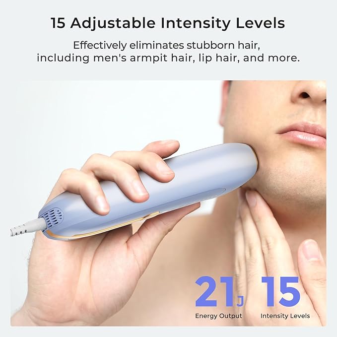 LUBEX Painless Sapphire Ice Cooling IPL Laser Hair Removal Device at Home for Women & Men, 1,000,000+ Unlimited Flashes, Safe and Permanent, Alternative to Salon Hair Removal for Face, Body, Bikini