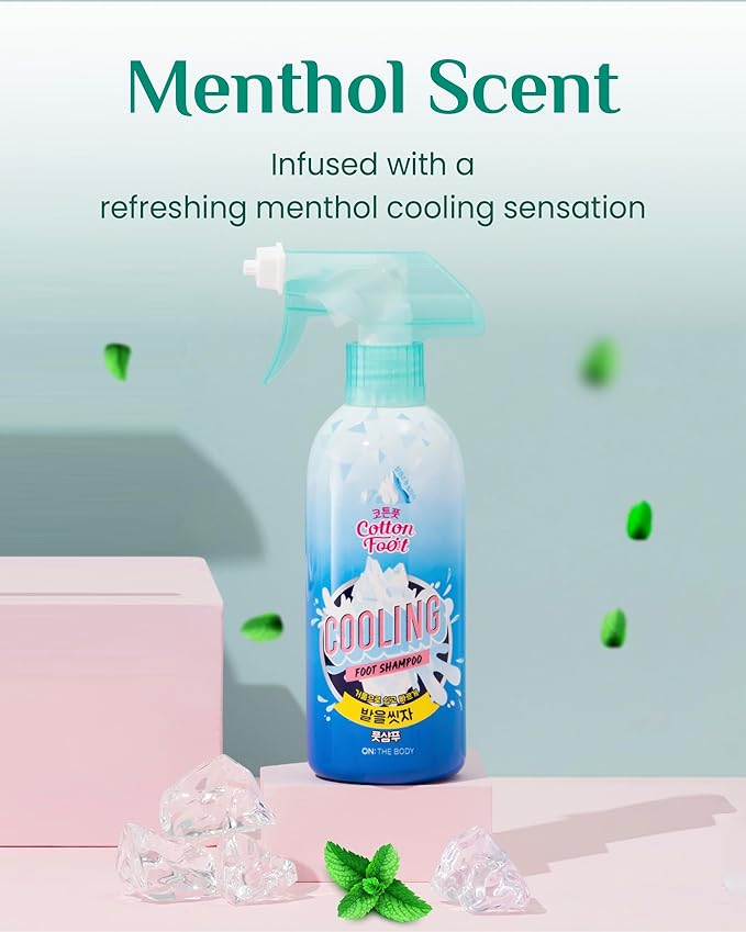 Cotton Foot - Foot Shampoo (Menthol Cooling, 13fl oz) - Refreshing Cleanse Spray, Deodorizing Foot Care Wash. Foaming Wash, Easy to Use