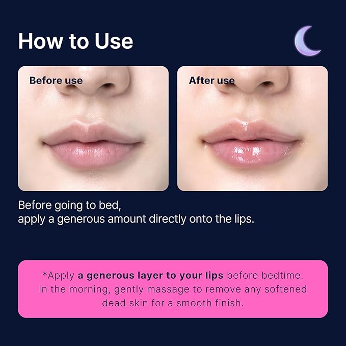 Perfect Sleep Lip Collagen 0.52fl.oz/15ml, Hydrolyzed Collagen+Rice Protein, Willow Bark Extract & Peptide to Nourish, Moisturize & Exfoliate the lips, Sleep-Beauty, Korean Overnight Lip Mask