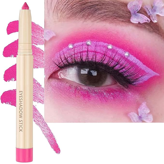 Pink Matte Eyeshadow Pencil, Waterproof Long Lasting Eye Shadow, High Pigment Hypoallergenic Highlighter Stick - Create Multi-Dimensional Eyes Look (05# Pink Matte)