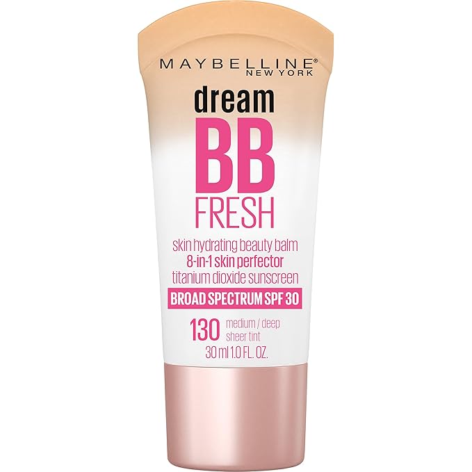 Maybelline Dream Fresh Skin Hydrating BB cream, 8-in-1 Skin Perfecting Beauty Balm with Broad Spectrum SPF 30, Sheer Tint Coverage, Oil-Free, Medium/Deep, 1 Fl Oz