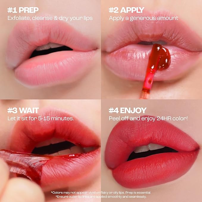 Rouge Star Plumping Lip Tattoo (0.17 oz) - 72-HR Long Lasting Waterproof Peel Off Lip Stain - Transfer-Proof, Non -Sticky Hydrating Matte Lip Tint Tattoo (Classic Red)