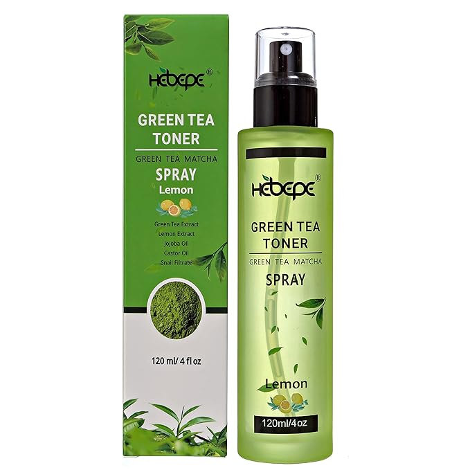 Green Tea Matcha Facial Toner Mist with Lemon, Refreshing, Moisturizing, and Soothing Face Toner, with Jojoba Oil, Castor Oil, Snail Filtrate,120ml
