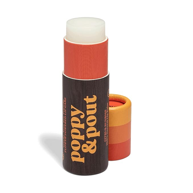 Poppy & Pout Citrus Sunrise Jumbo Lip Balm | All Natural Lip Balms & Moisturizers | Hydrates with Beeswax, Vitamin E, Organic Coconut Oil | Cruelty-Free | Lip Balm in Recyclable Cardboard Tube