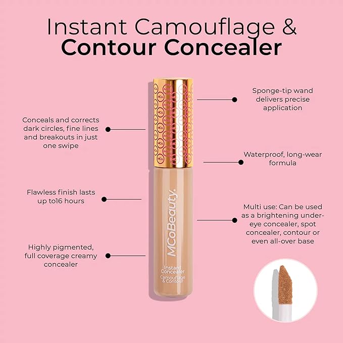 MCoBeauty Instant Concealer Camouflage & Contour, Medium, Perfecting Contour with Flawless Coverage, Vegan, Cruelty Free Cosmetics