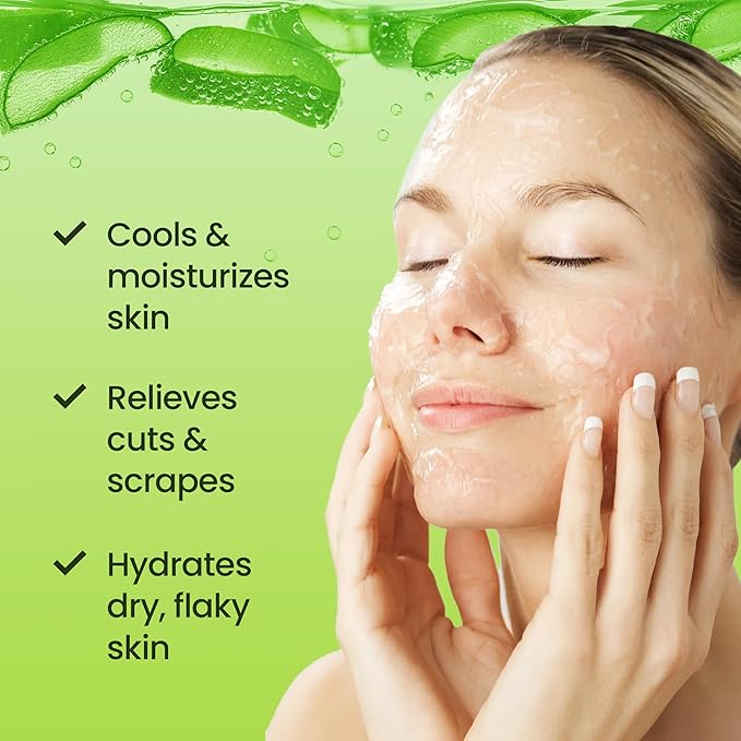 Organic 100% Aloe Vera Gel for Face & Body with Manuka Honey - A Fresh Aloe Vera Plant, No Powder - Sunburn Relief - Aloe Vera Gel for Hair (1 Gallon)