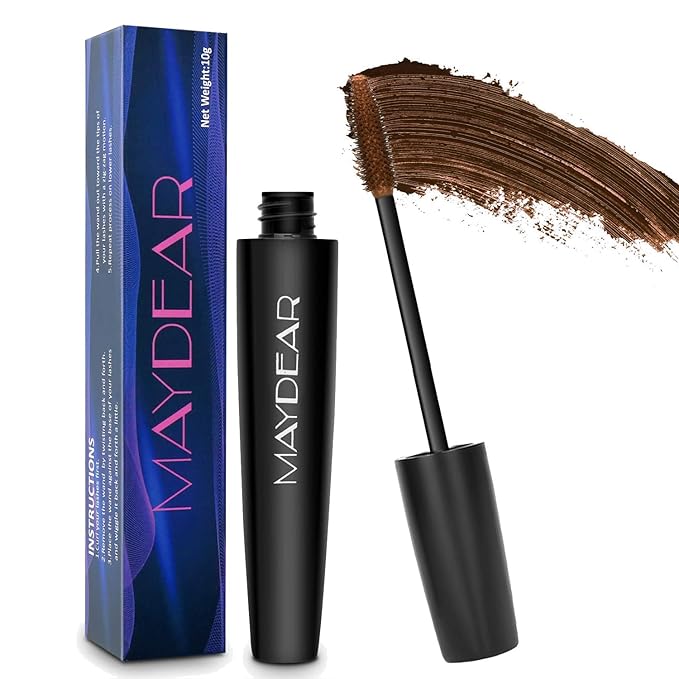 Maydear Brown Mascara for Eyelashes, Waterproof Colored Mascara Long Lasting Smudgeproof Color Mascara for Women Fast Dry Lengthening Eye Makeup Party Stage Use