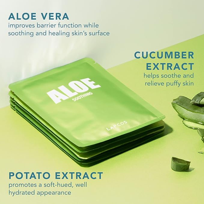 LAPCOS Daily Sheet Mask Variety Pack 7+1 (Version 1) Daily Face Masks - Hydrate, Clarify, Nourish, Exfoliate & Renew Skin, Korean Beauty Favorite (8 pack)