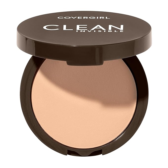 Covergirl Clean Invisible Pressed Powder, Lightweight, Breathable, Vegan Formula, Buff Beige 125, 0.38oz (Pack of 2)