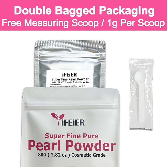 Pure Freshwater Pearl Powder for Skincare and Homemade Cosmetics Grade. 80g(2.82oz) SuperFine Pearl Powder for DIY lotions | creams | serums | making face mask, Natural and Oranic