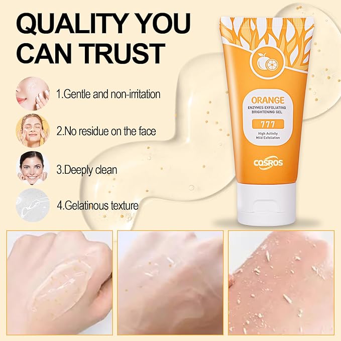 BROUYOUE Orange Exfoliating Gel Scrub for Face and Body Skin, Deep Cleansing Moisturizing Skin Orange Peeling Gel, Natural Orange Exfoliating Gel for All Types Skin (1pc)