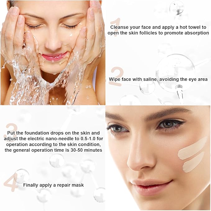 BB Facial Glow Serum Starter Kit Hyaluronic Acid Essence Foundation Skin Care Kit 0.27oz 12 Vials, Combined With Niacinamide and Peptides To Brighten Skin Tone Anti-Aging Foundation Light Rose #3