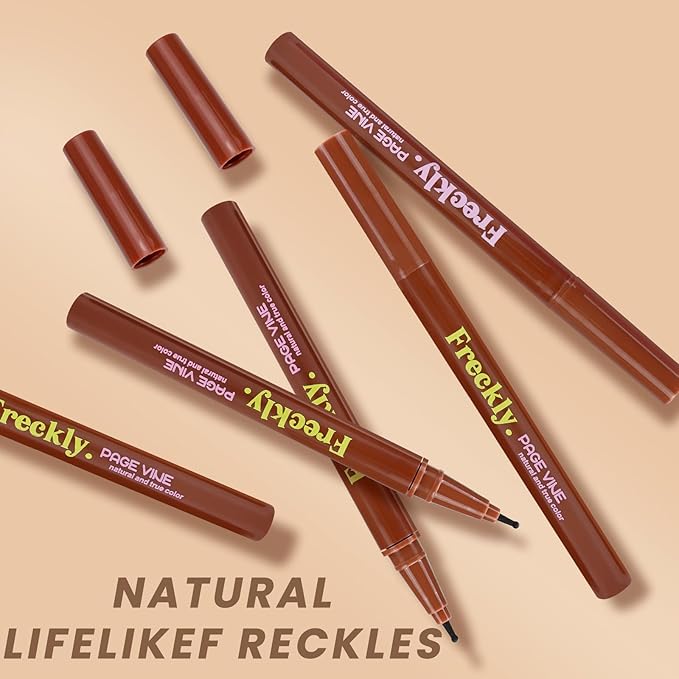 Freckle Pen,2 PCS Faux Freckle Stamp Waterproof,Fake Face Freckles Stain Makeup Long Lasting Quick Dry,Natural Lifelike Soft Dot Freck Pen 2PCS-01 Light