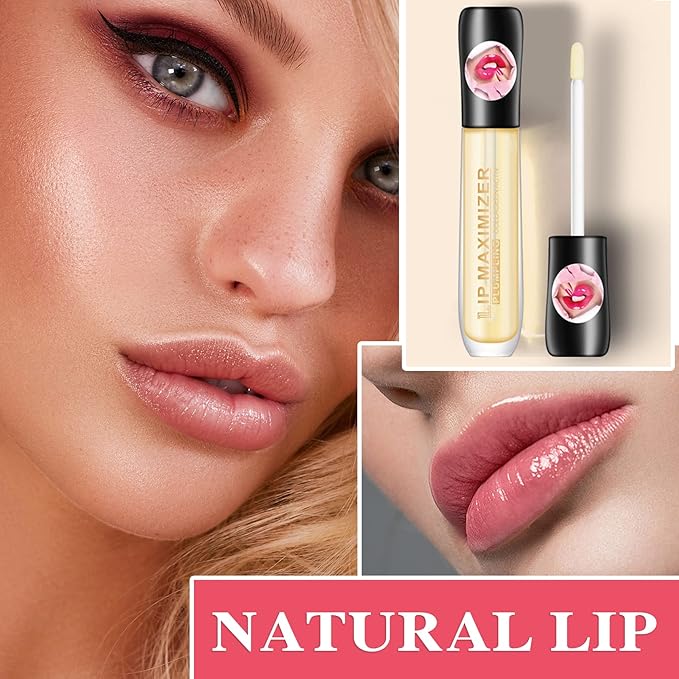 Lip Plumper Lip Gloss 2Pcs,Moisturizing Lip Oil Lip Plumper Gloss Lip Plumping Lip Care Serum Instant Volume Lip Filler Lip Maximizer Balm Plumper Reduce Fine Lines & Improve Dryness Wrinkles