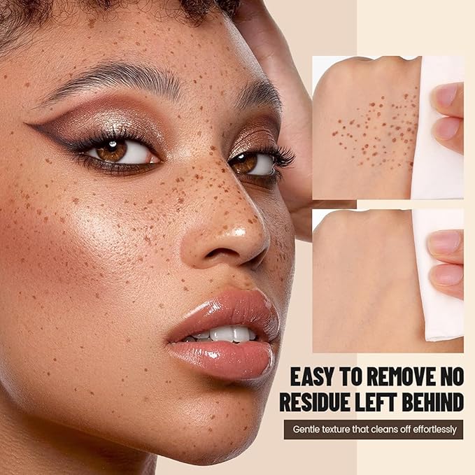 Freckle Stamp,Faux Freckle Stamp,Quick Dry Fake Freckles Pen,Waterproof Long Lasting Natural Vivid Faux Freckles Pen,Get Sun-Kissed Stars Makeup in One Press,5-Dot Design,04.Caramel.