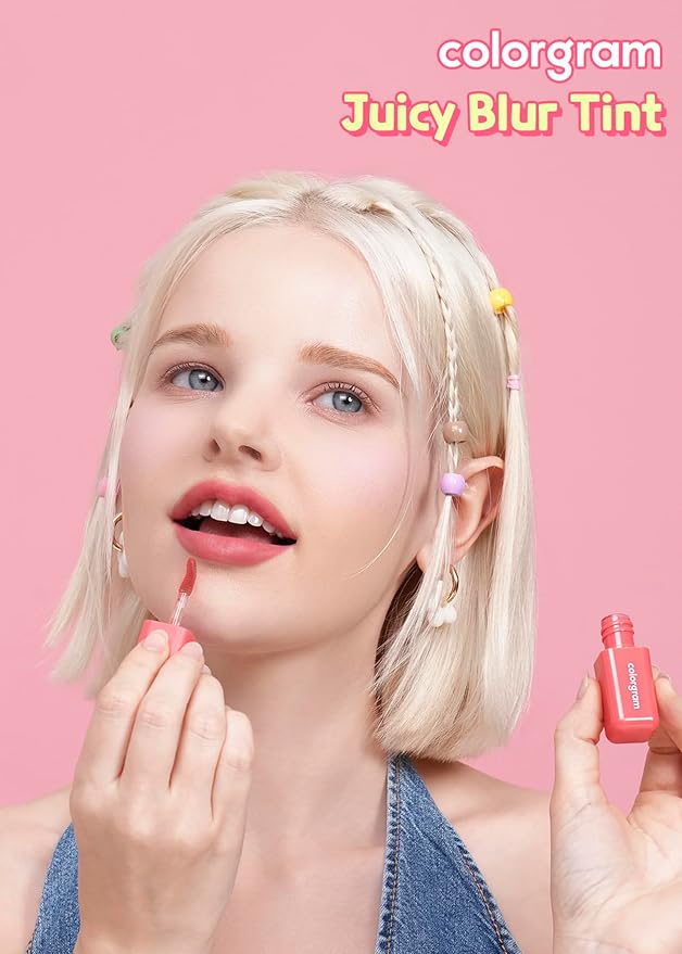 COLORGRAM Juicy Blur Tint 07 Cheery Up Lychee | Daily Semi-Matte, Semi-Glossy, Long-Lasting Lip Stain, Moisturizing, Buildable & Blendable, highly Pigmented (0.12 Fl. Oz.)