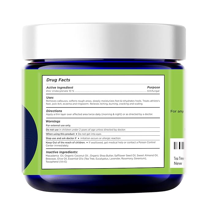 Tea Tree Oil Balm – Moisturizer for Dry Cracked Feet – Instantly Hydrates & Soothes Irritated Skin & Athlete's Foot – Best Foot Care for Women and Men – Made in USA 2PK