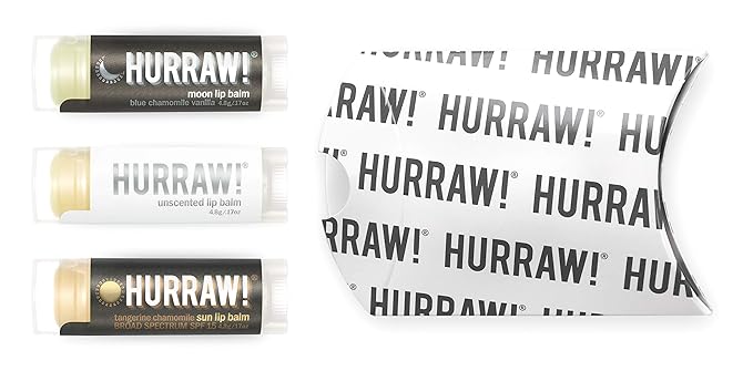 Hurraw! Moon Night Treatment, Unscented, Sun (Zinc Oxide SPF15) Lip Balms, 3 Pack Bundle: Organic, Certified Vegan, Cruelty & Gluten Free. Non-GMO, All Natural. Bee, Shea, Soy & Palm Free. Made in USA