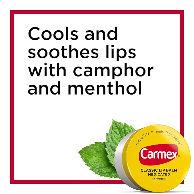 Carmex Medicated Lip Balm Jar, Lip Moisturizer for Dry, Chapped Lips, 0.25 OZ - (6 Packs of 3)