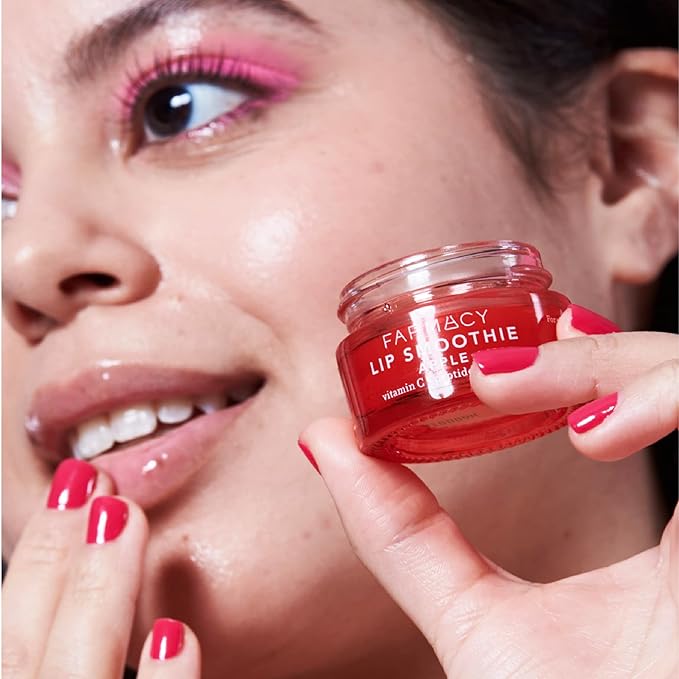 Farmacy Plump + Shine Lip Smoothie Duo - Peptide Lip Balm - Lip Moisturizer & Plumper with Vitamin C - Apple & Mango with High Gloss Finish