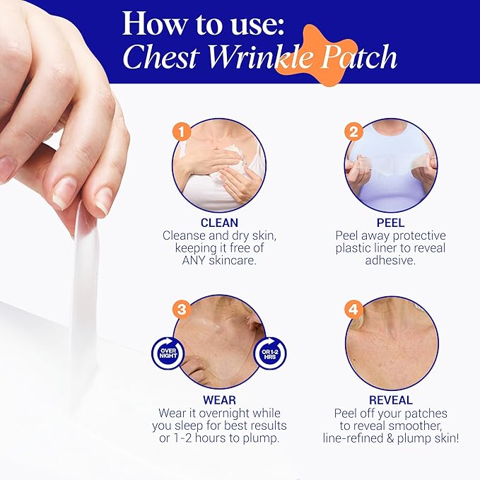 Wrinkles Schminkles Chest Wrinkle Patch & Cleanser Starter Pack - Set of Reusable Chest Silicone Wrinkle Patch + Patch Cleanser (2 oz) Maximise Uses - Smooth & Prevent Chest & Décolletage Wrinkles