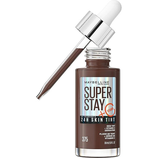 Maybelline Super Stay Up to 24HR Skin Tint, Radiant Light-to-Medium Coverage Foundation, Makeup Infused With Vitamin C, 375, 1 Count
