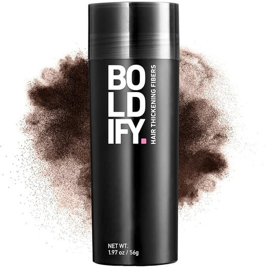 BOLDIFY Hair Fibers (56g) - Fill In Thinning and Fine Hair for an Instantly Fuller, Thicker Look - 14 Shades for Women & Men - Dark Brown