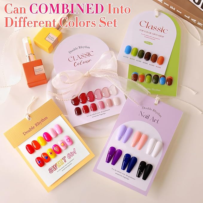 Double Rhythm 28Pcs 0.5Oz Gel Nail Polish Set Same Color Same Bottle Soak Off Gel Polish Kit Nail Art Manicure Salon DIY at Home for Women (Red Pink Collection-T24-4)