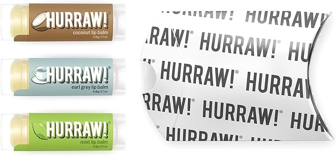 Hurraw! Coconut, Earl Grey, Mint Lip Balms, 3 Pack Bundle: Organic, Certified Vegan, Cruelty and Gluten Free. Non-GMO, 100% Natural Ingredients. Bee, Shea, Soy and Palm Free. Made in USA