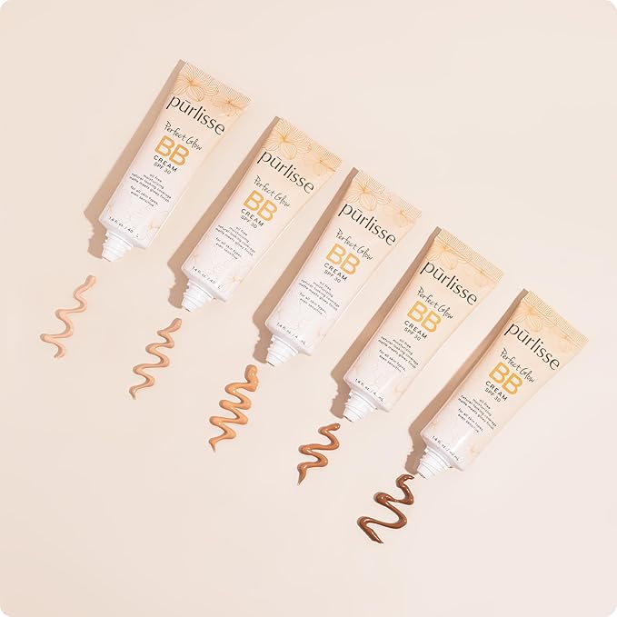 pūrlisse Perfect Glow BB Cream with SPF 30 - Matte Meets Dewy Finish - Enriched with Goji & Hawthorn Berry to Help Improve Skin Texture & Radiance - Deep (1.4 oz)