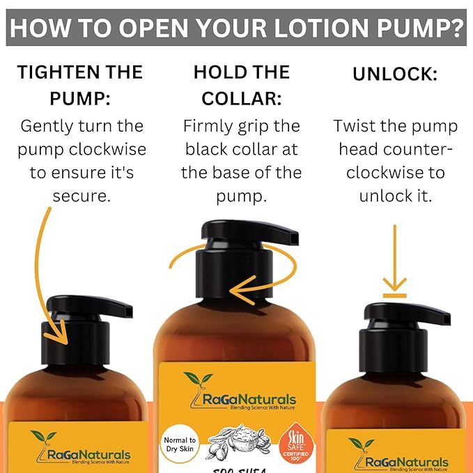 RaGaNaturals Natural Mango Shea Butter Lotion - Tropical Lotion with Vitamin E, B5, Argan & Avocado Oil - Refreshing, Hydrating & Nourishing Moisturizer - Vegan, Cruelty-Free & Paraben Free - 8 Oz