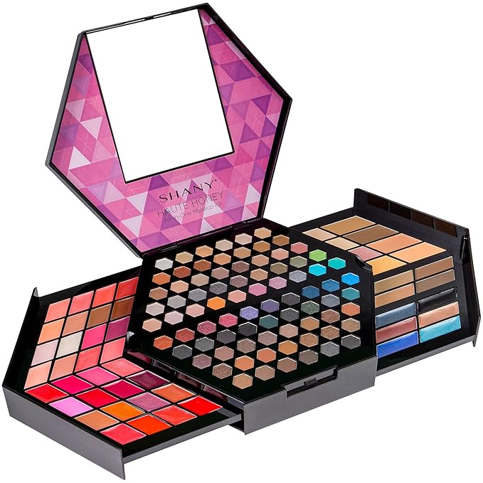 SHANY Haute Honey Makeup Set - All-in-One Makeup Kit with 80 Eyeshadows, 32 Lip Colors, 6 Gel Eyeliners, 4 Face Powders, 4 Blushes, and 4 Eyebrow Powders