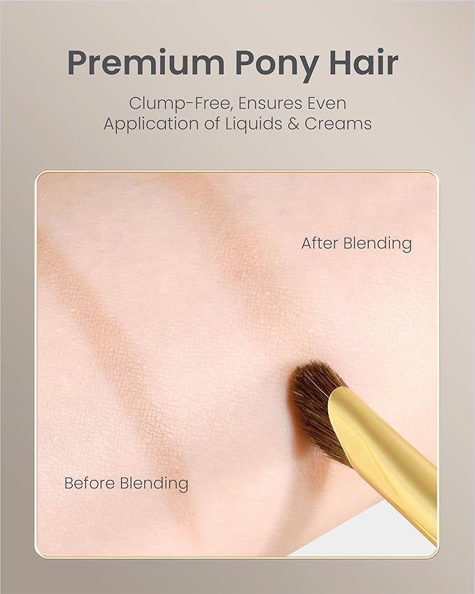 Desert Oak Series Nose Contour Brush - Angled Pony Hair Bristles for Seamless Sculpting, Dual-Use with Cream/Powder, Ebana Handle & Brass Ferrule (CM 179)