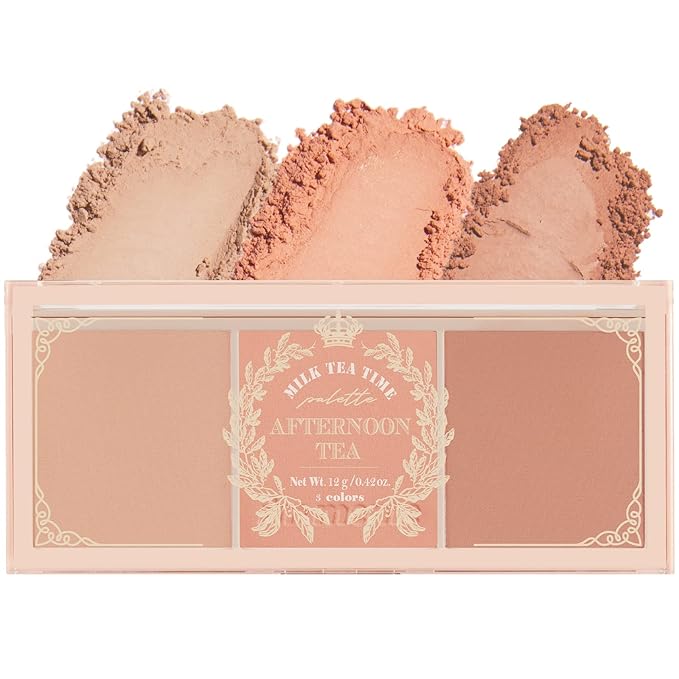 I'm Meme Palette - Afternoon Tea Blusher | Milk Tea Time, Blush for Cheek, Natural & Neutral, Buildable & Blendable, 3 Shades Palette, Matte Powder Blush for Face & Cheeks, For All Skin Tones, 0.42 oz