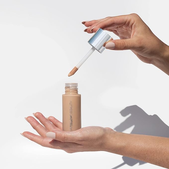 Fitglow Beauty - Natural Foundation+ Photo-Filtering Foundation | Vegan, Woman-Owned Clean Beauty (F3 - Light Medium Cool, Peach Undertones)